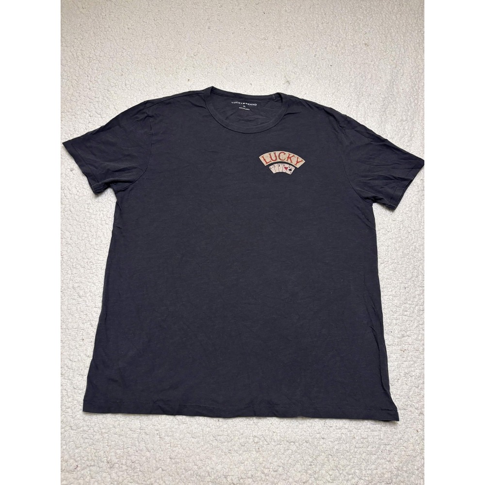 Lucky Brand Mens T-shirt Graphic Tee XL Black Aces Over Eights Deadmans Hand